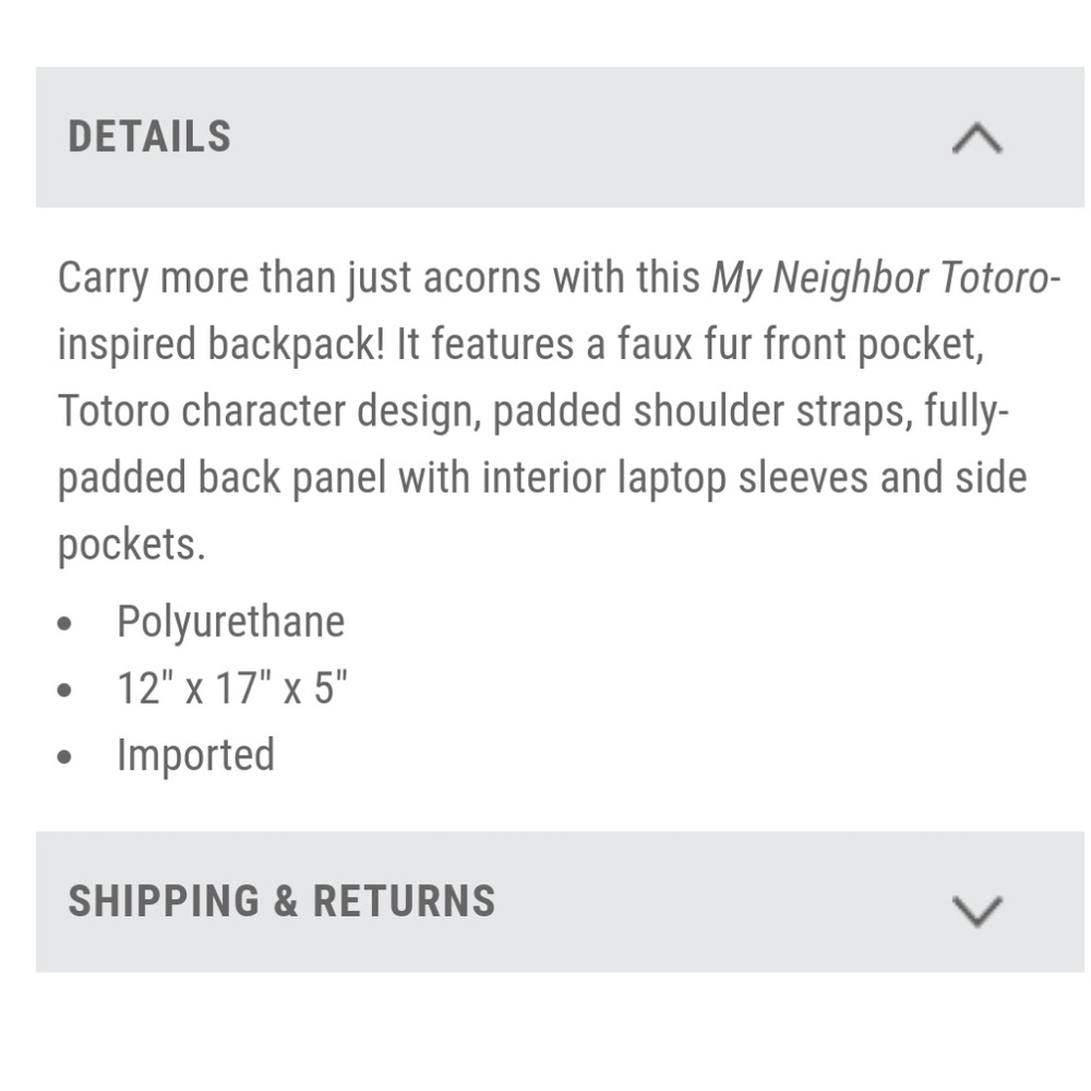 Studio Ghibli My Neighbor Totoro Backpack - Picture 2 of 7
